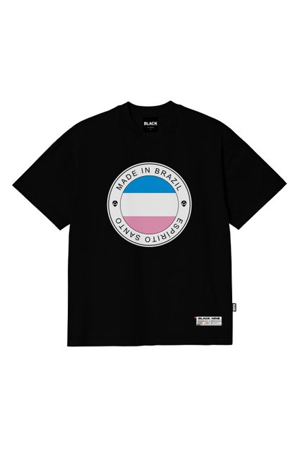 Camiseta Oversized Streetwear Lettering - Preta