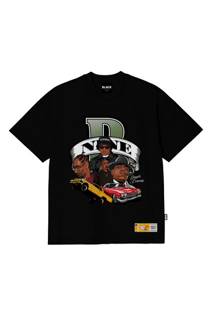 洋楽 BLACK 9 g-rap Camiseta T-shirt Black Nine Rappers Assinatura Azul Marinho