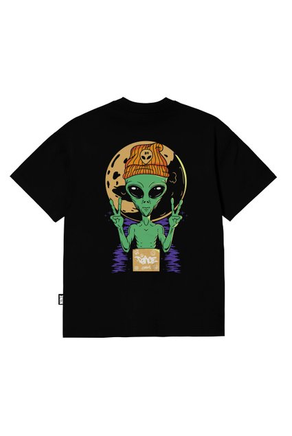 Camiseta Oversized Streetwear Wolf Warriors - Preta