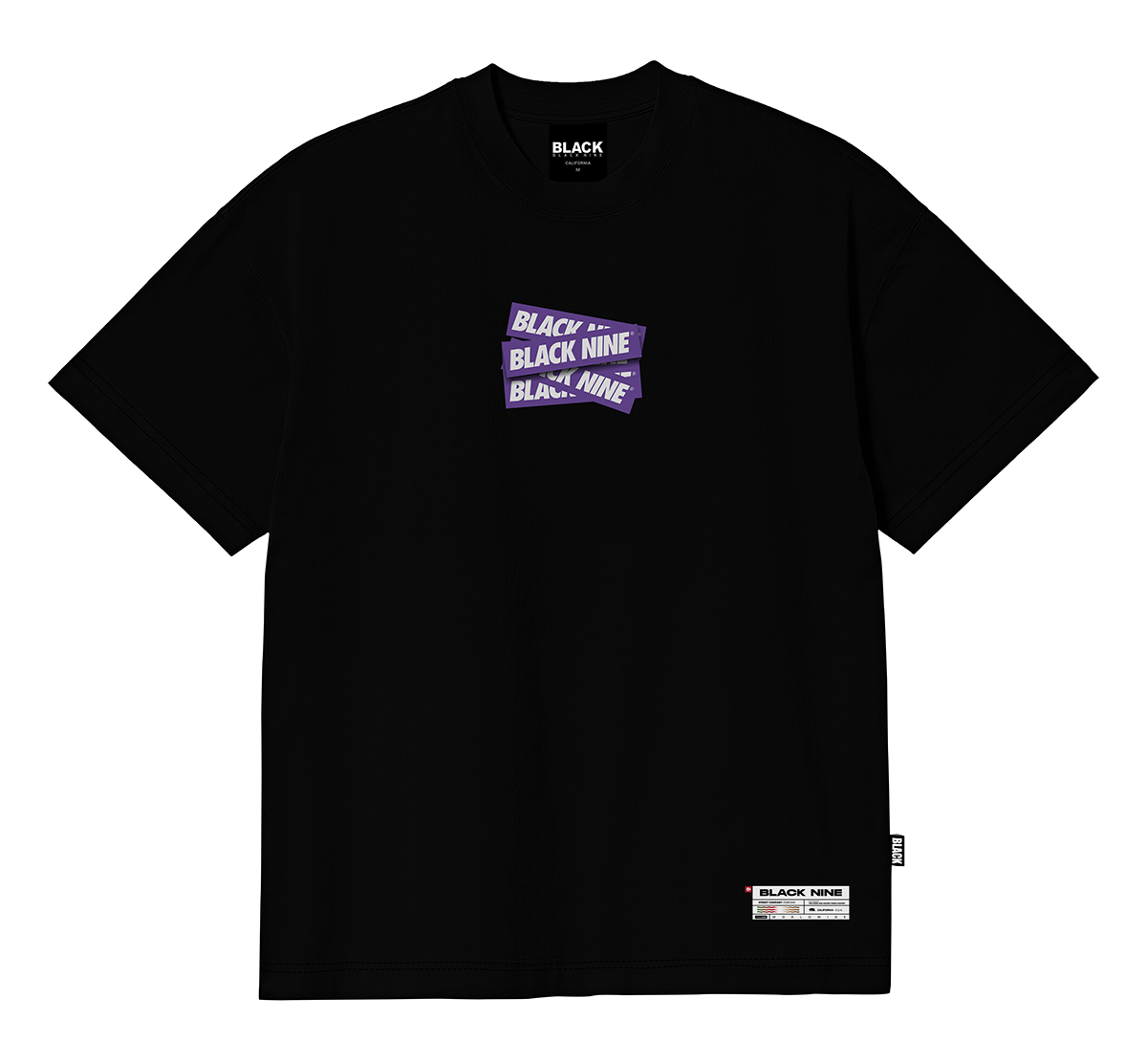 Camiseta Oversized Streetwear Tag Purple Preta B90712