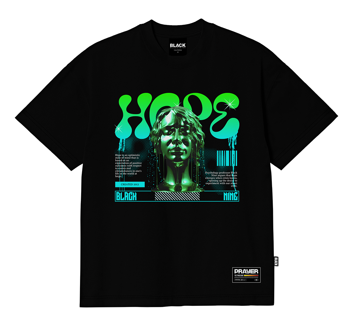 トップス WIRED Camiseta Oversized Streetwear Chrome Statue B9 - Preta