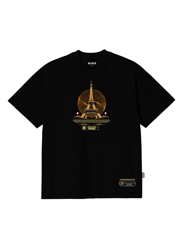 Camiseta Oversized Streetwear Paris Torre - Preta