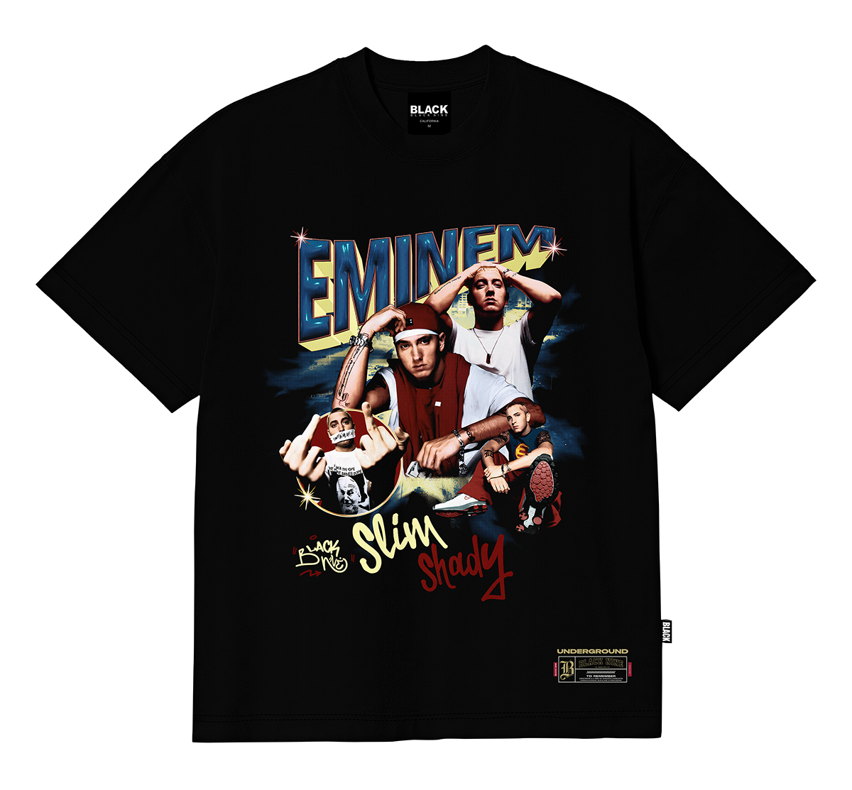 Camiseta Oversized Streetwear Eminem Slim Shady - Preta