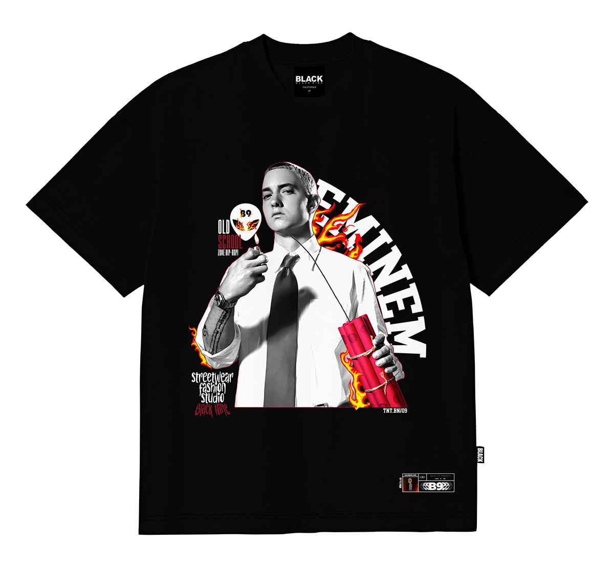 EMINEM プリント ブラック Tシャツ EMINEM エミネム Tシャツ ラップTシャツ ブラック LETTERS S/S TEE |