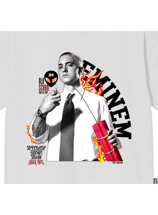 Camiseta Oversized Streetwear Eminem Tnt - Branca