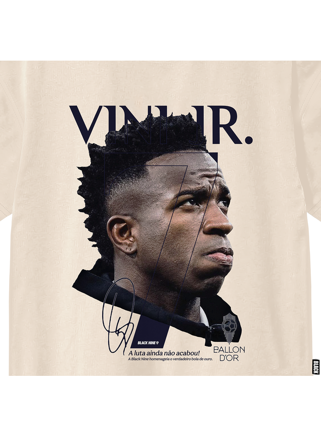 Camiseta Oversized Streetwear B9 Vini Jr Ballon D´or - Off White