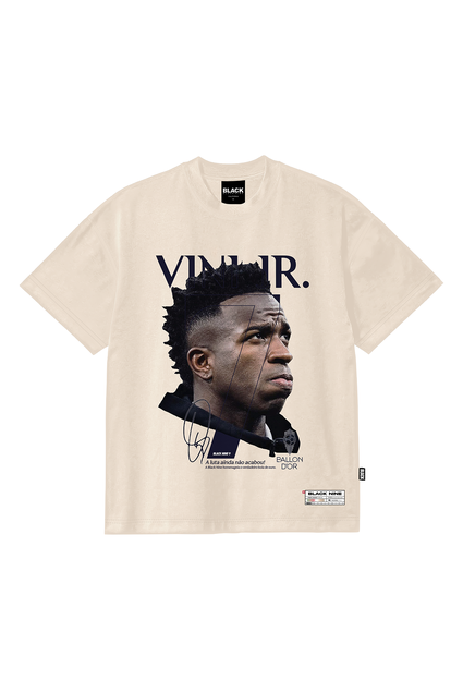 Camiseta Oversized Streetwear B9 Vini Jr Ballon D´or - Off White