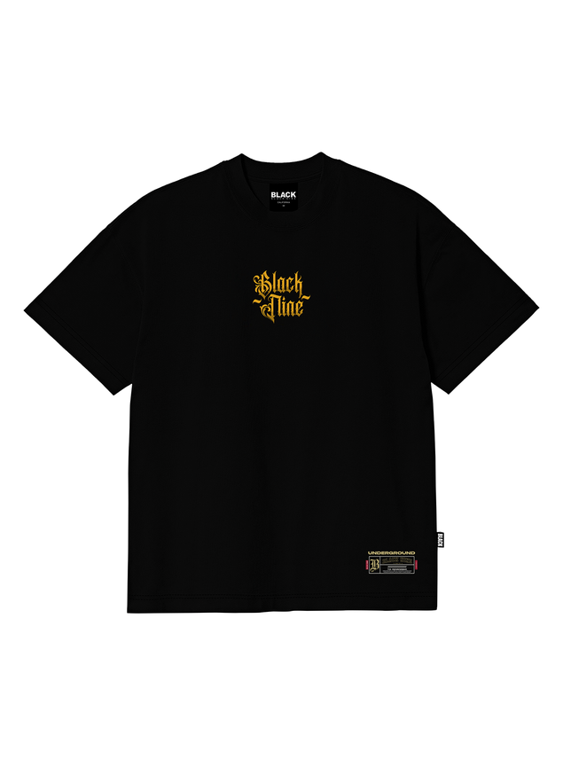 Camiseta Oversized Streetwear Lettering - Preta