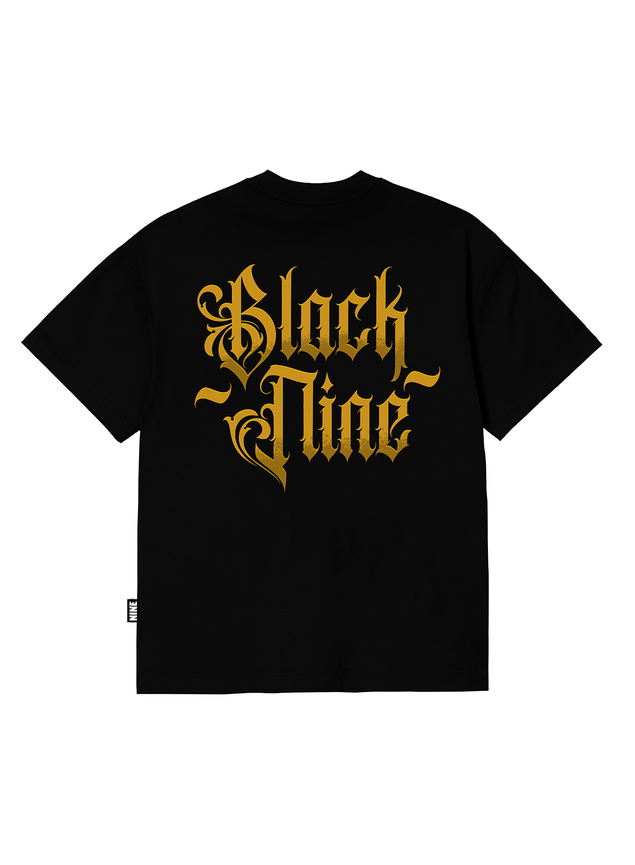 新品BLACKLABEL9.5 lucero Camiseta Oversized Streetwear Lettering - Preta