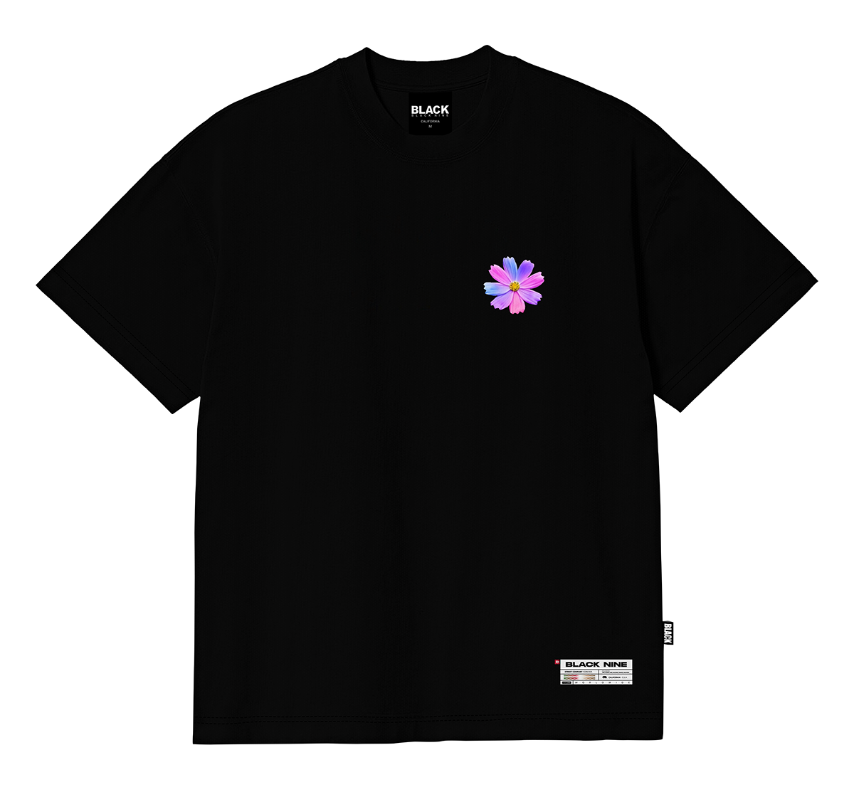Camiseta Oversized Streetwear Flor - Preta