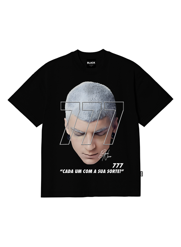 Camiseta Oversized Streetwear Cada Um Com a Sua Sorte - Preta