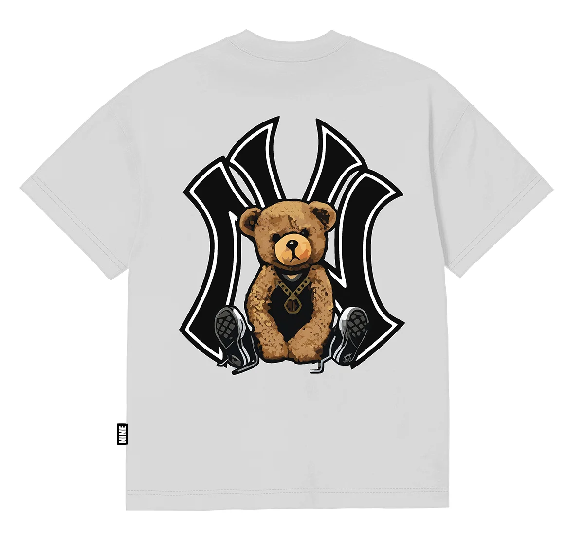 Camiseta Oversized Streetwear Bear 09 - Branca