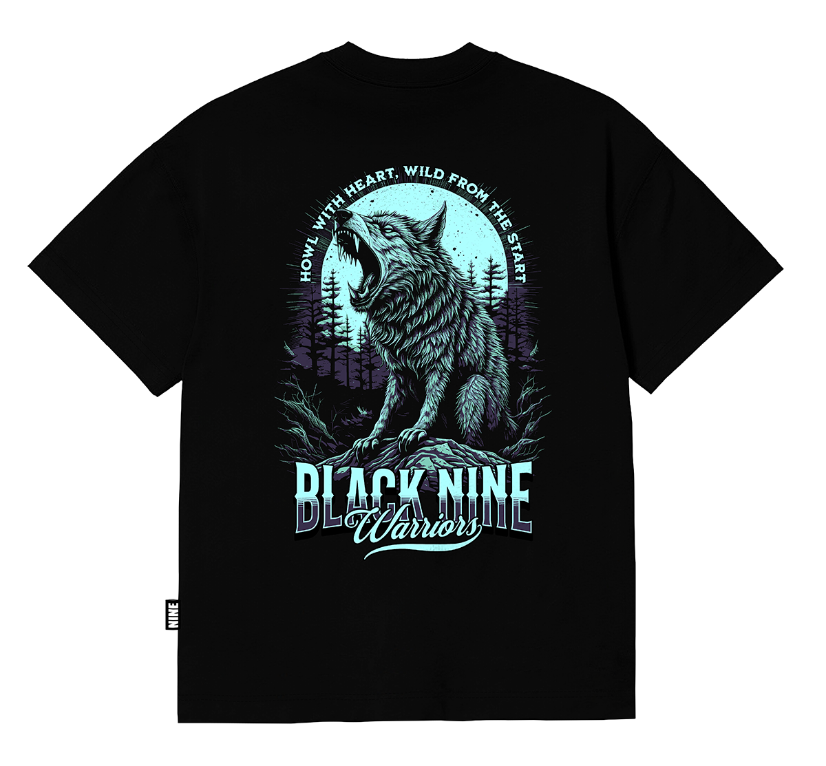 Camiseta Oversized Streetwear Wolf Warriors - Preta