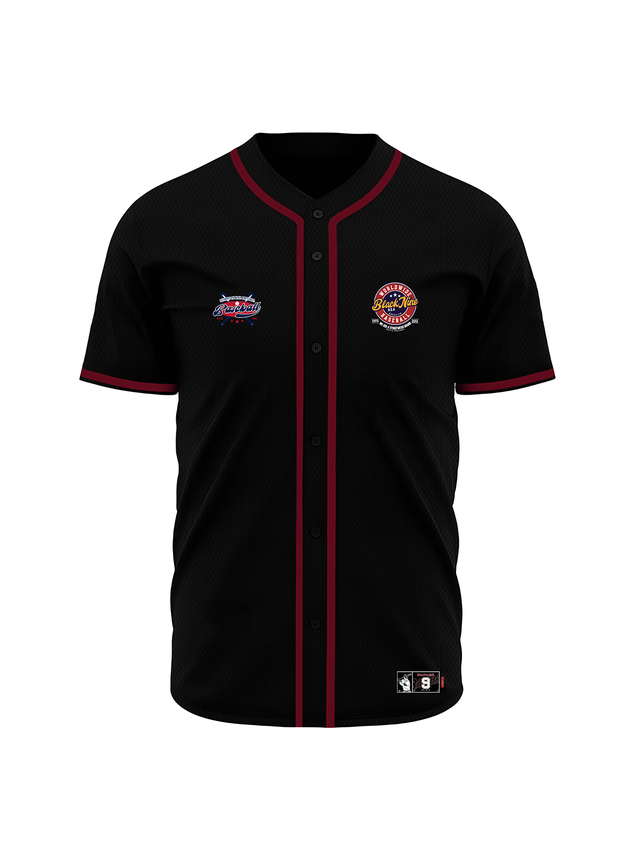 Camisa Baseball Black Rabbit 09 Preta Com Viés Vermelho B91219