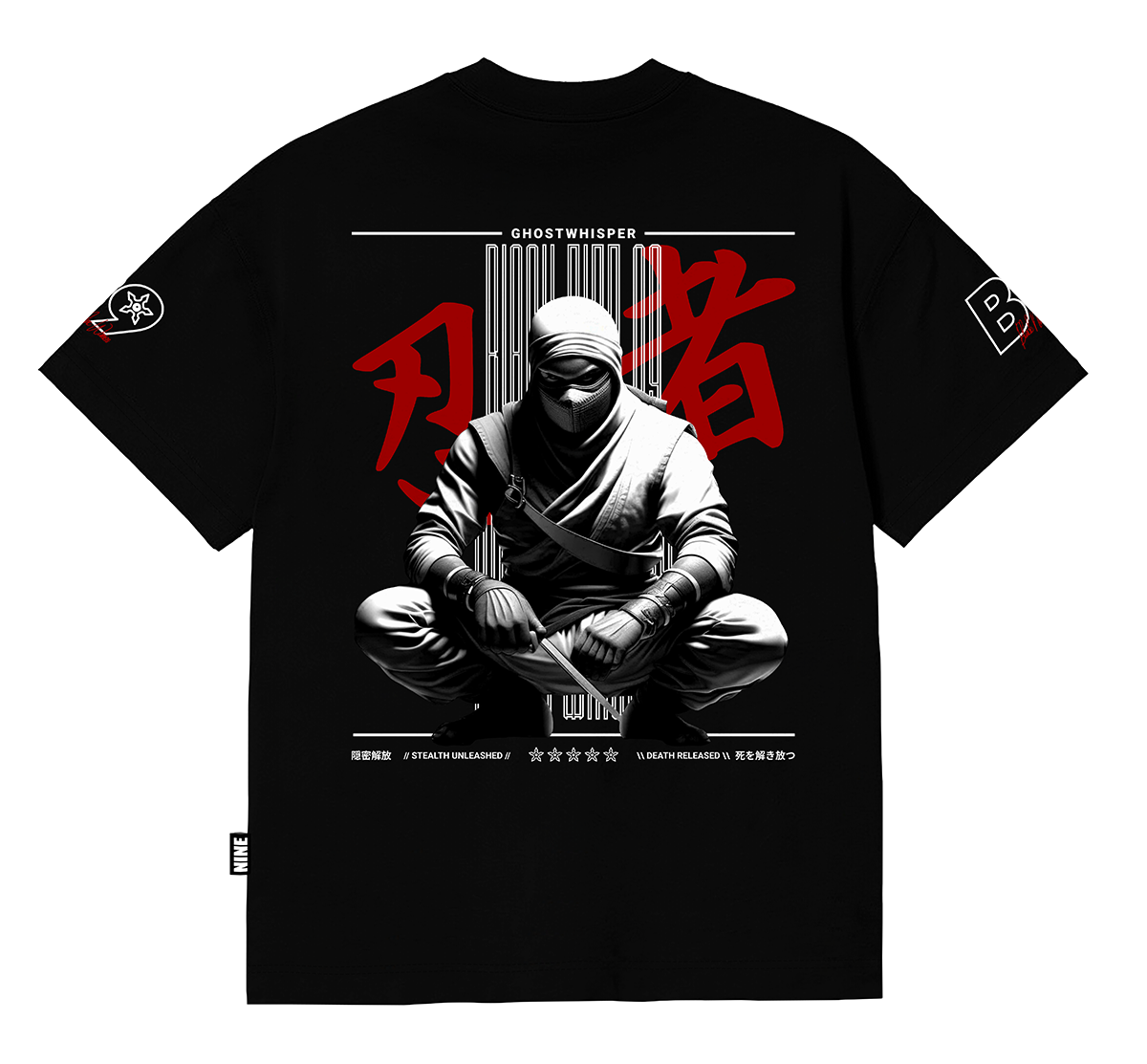 Camiseta Oversized Streetwear Ninja Warriors - Preta