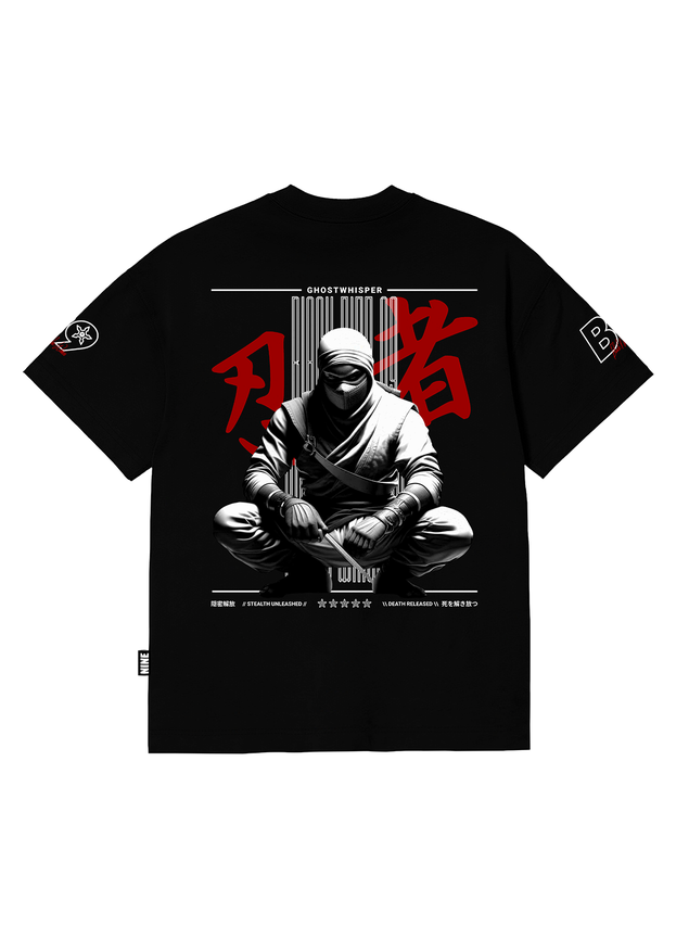 Camiseta Oversized Streetwear Ninja Warriors - Preta
