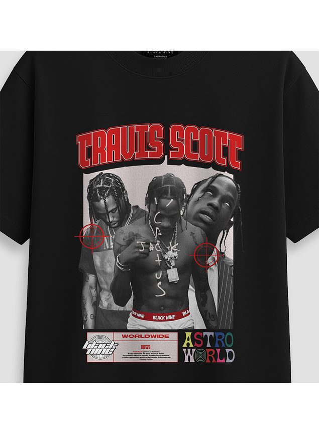 Camiseta Streetwear Travis Scott Cactus Jack - Preta