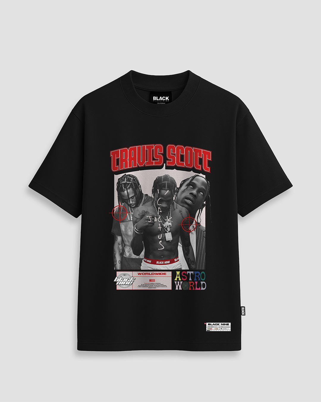 Camiseta Streetwear Travis Scott Cactus Jack - Preta