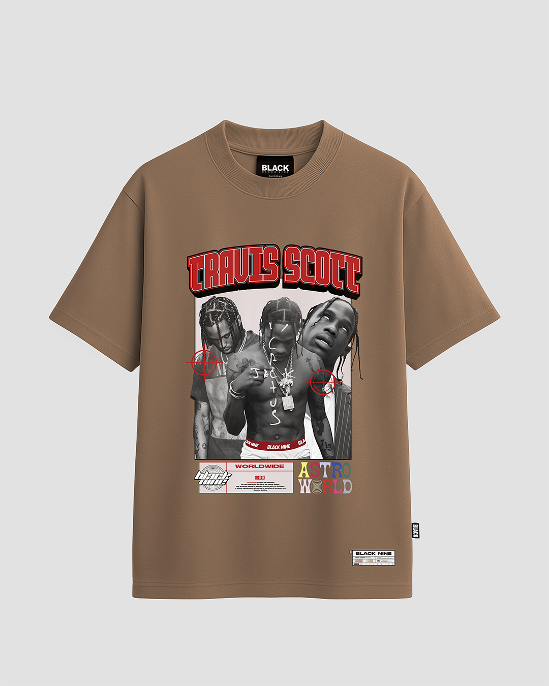Camiseta Streetwear Travis Scott Cactus Jack - Marrom