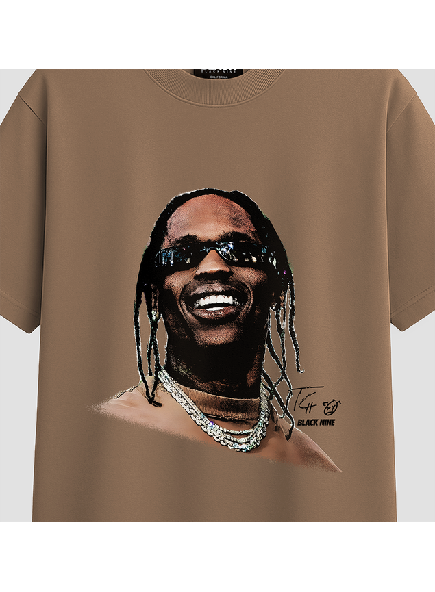 Camiseta Streetwear Travis Scott New - Marrom