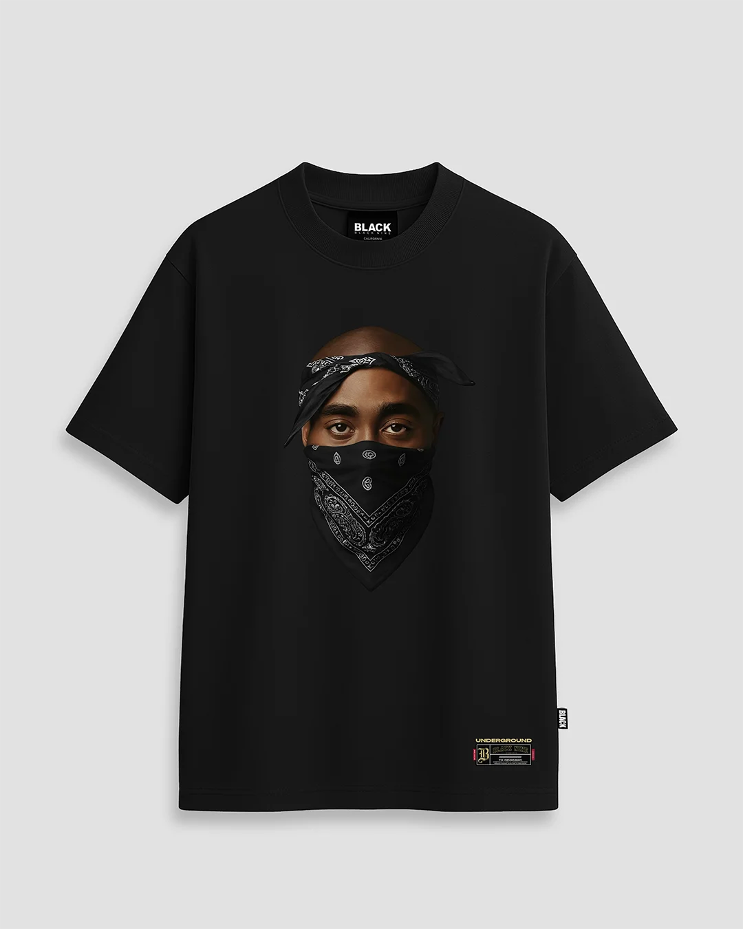 Camiseta Black Nine Tupac Bandana Hustler - Preta