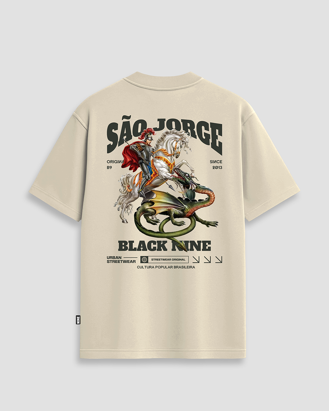 Camiseta Black Nine, Streetwear, oversized, sao jorge, camiseta