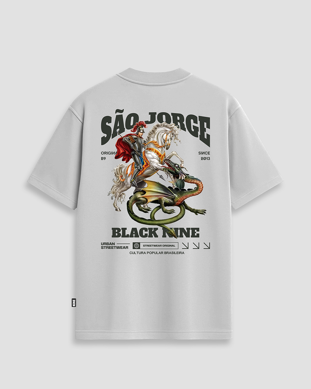 Camiseta Black Nine, Streetwear, oversized, sao jorge, camiseta