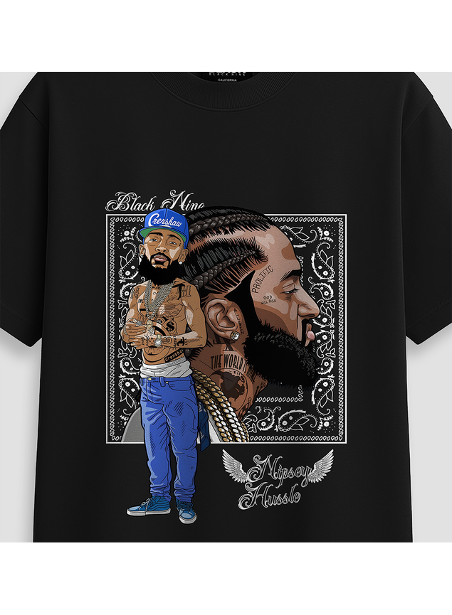 Camiseta Black Nine Streetwear Nipsey Hussle - Preta
