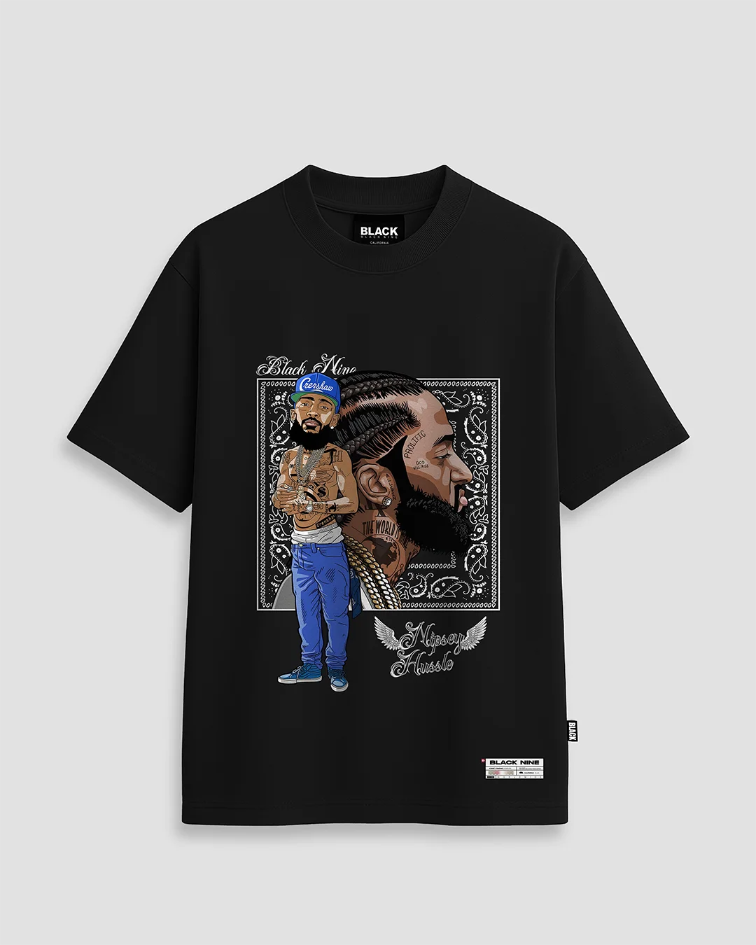Camiseta Black Nine Streetwear Nipsey Hussle - Branca