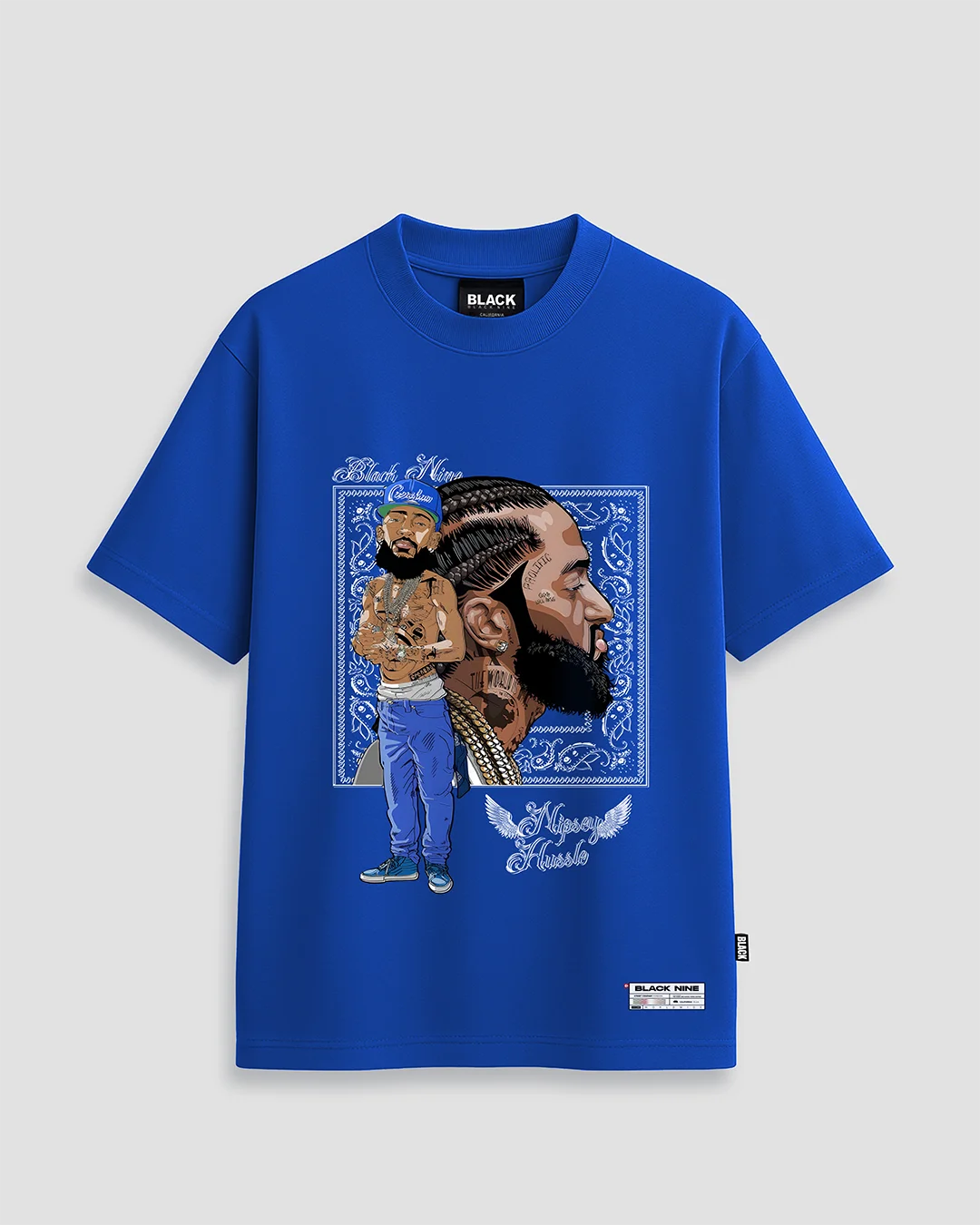 Camiseta Black Nine Streetwear Nipsey Hussle - Azul Royal