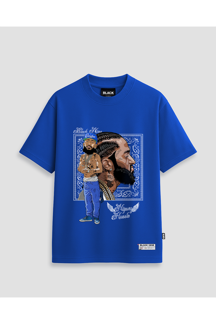 Camiseta Black Nine Streetwear Nipsey Hussle - Azul Royal