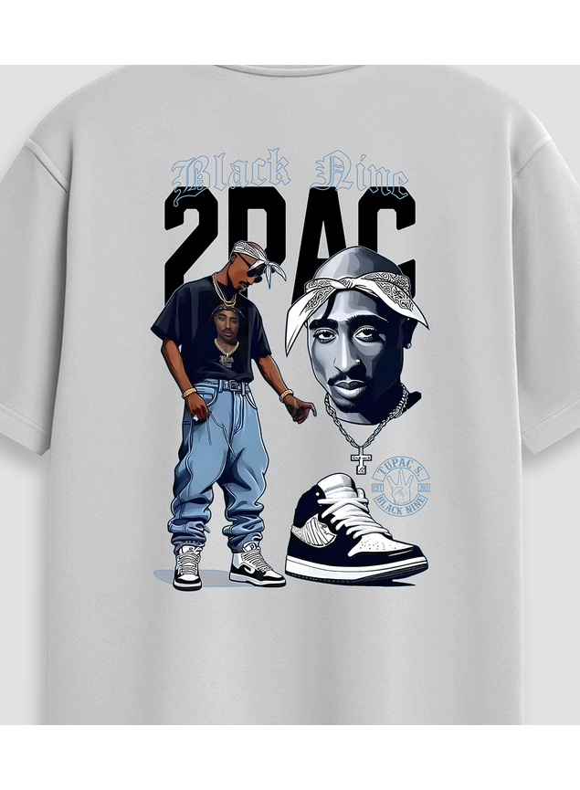Camiseta 2Pac Shoes Streetwear Oversized Branca 180G | Black Nine