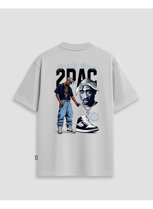 Camiseta 2Pac Shoes Streetwear Oversized Branca 180G | Black Nine