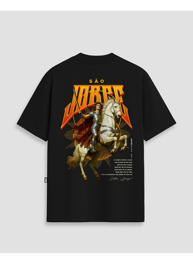 こ*木様 ９ THE CLASSICS 35th ANNIVERSARY Camiseta São Jorge Guerreiro Edição Limitada - Preta