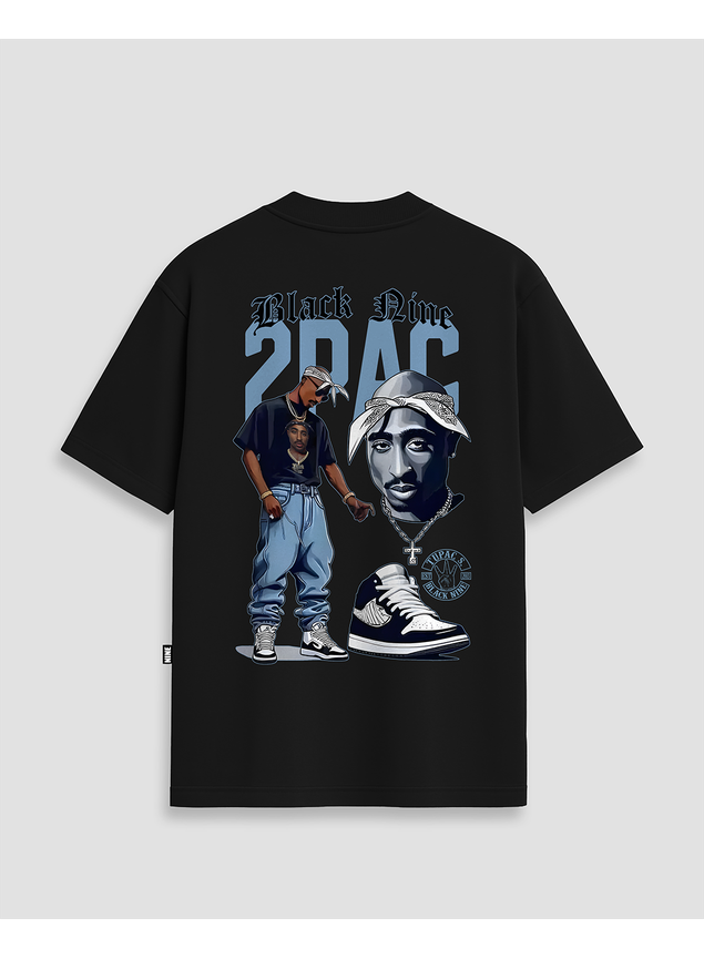 Camiseta Tupac Shoes Streetwear Oversized Preta