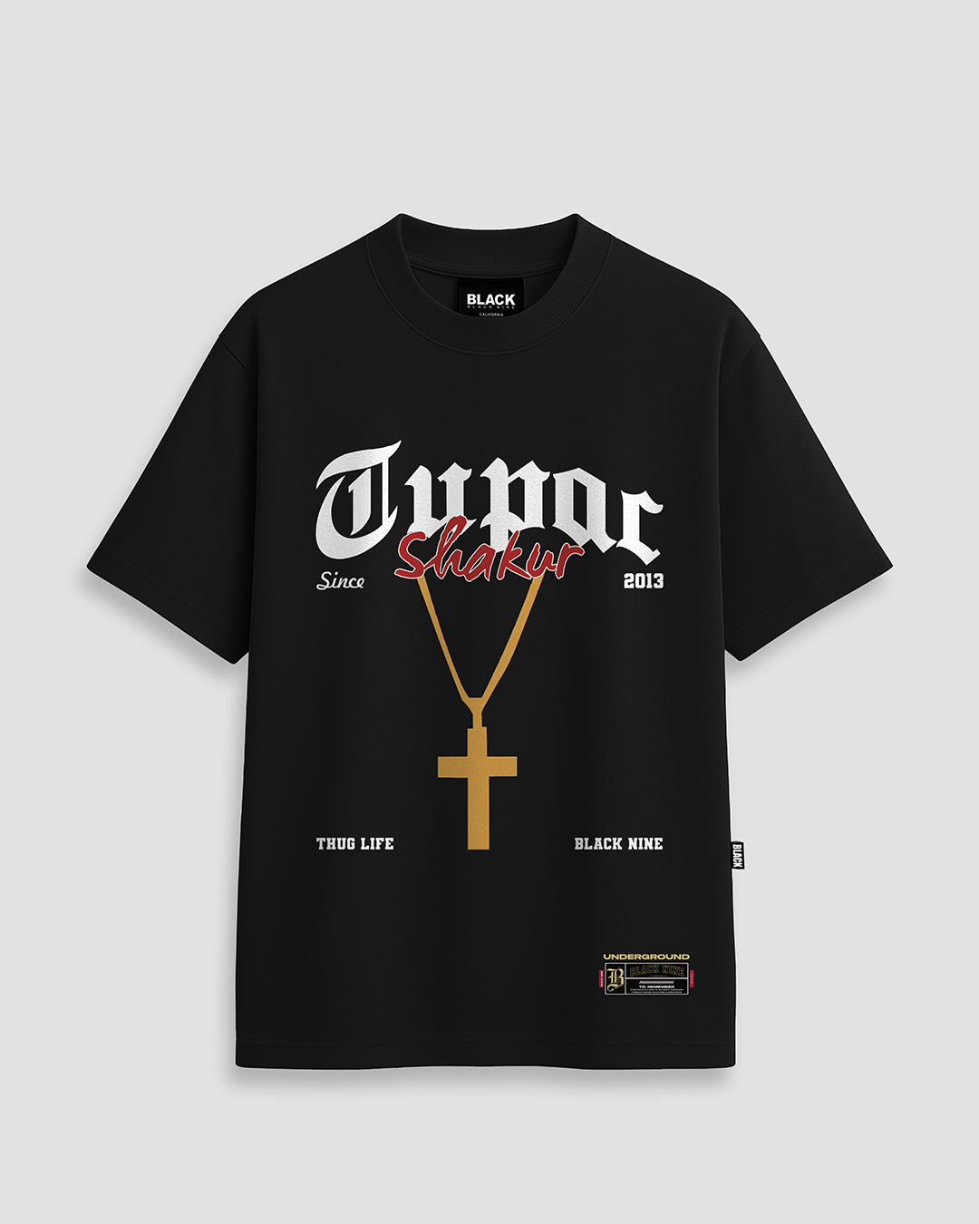 Camiseta Streetwear Tupac Shakur Cordão Preta