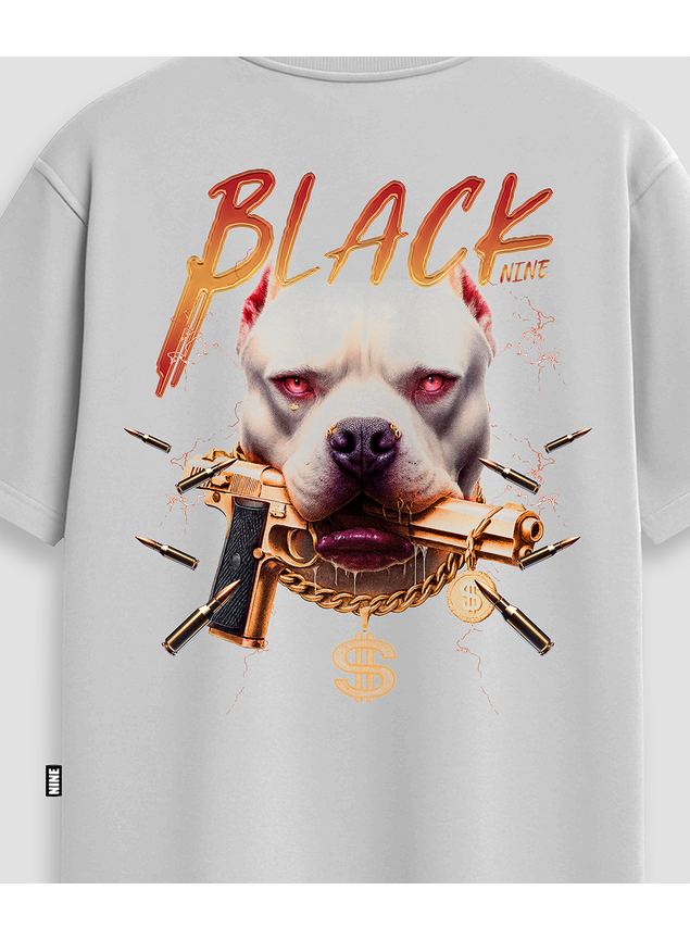 Camiseta B9 PitBull Pistol Gold - Branca
