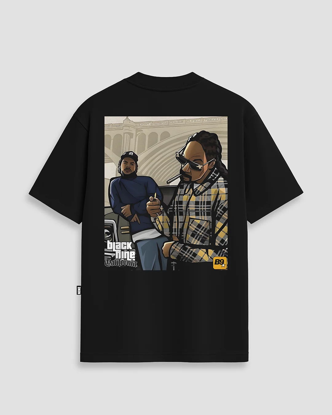 Camiseta Black Nine Premium Snoop Dogg e Ice Cube Preta