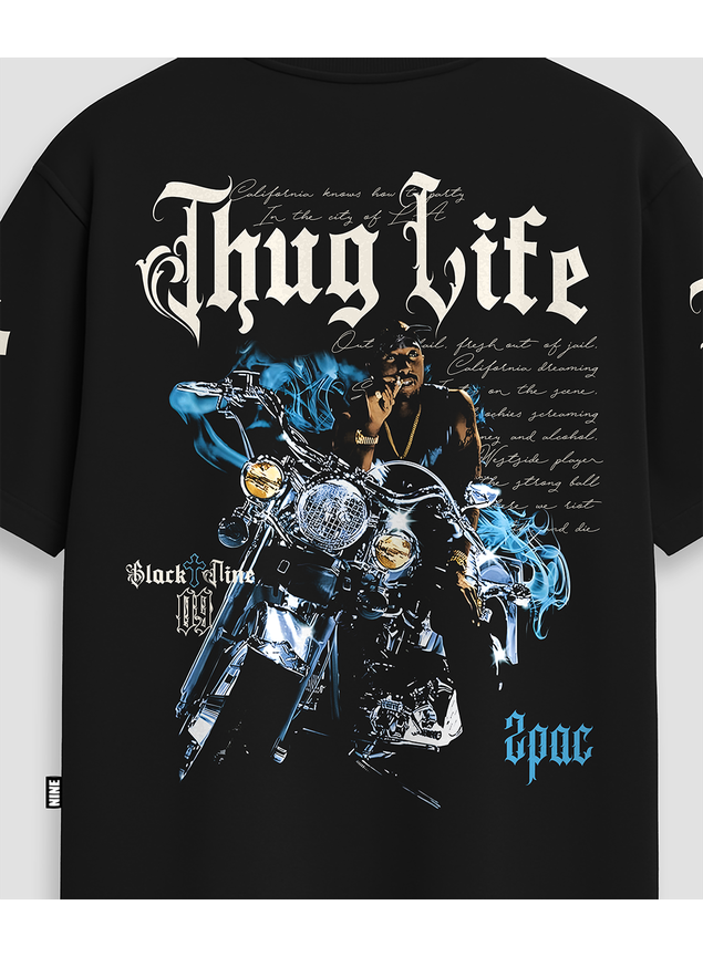 Camiseta Black Nine Tupac Thug Life - Preta