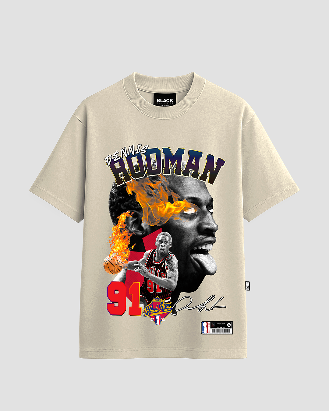Camiseta Premium Dennis Rodman 91 - Off White