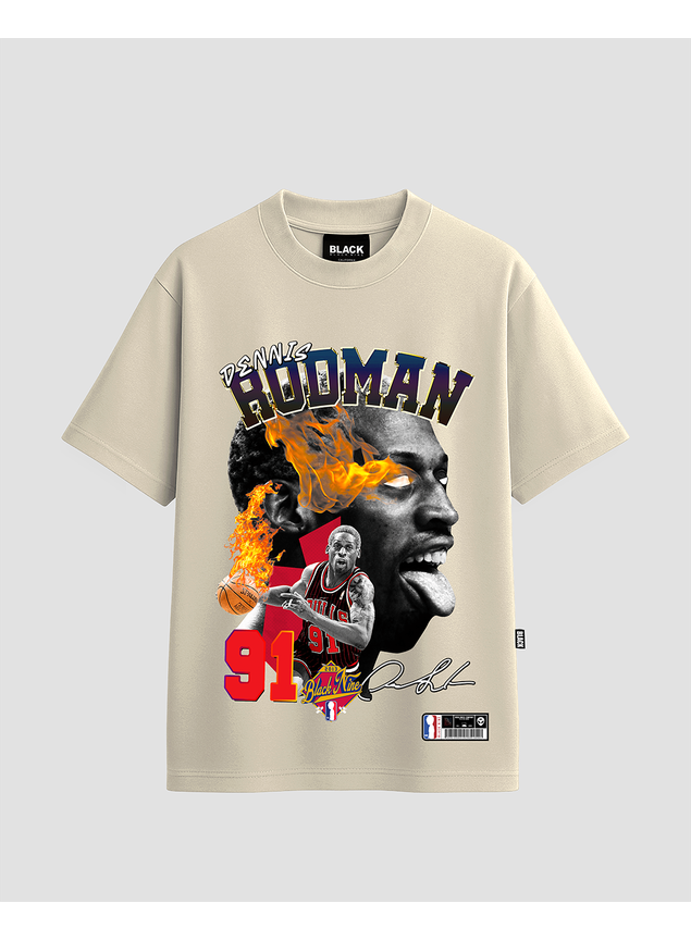 Camiseta Premium Dennis Rodman 91 - Off White