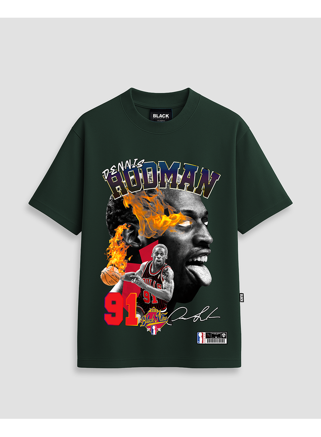 Camiseta Premium Dennis Rodman 91 - Verde Mar