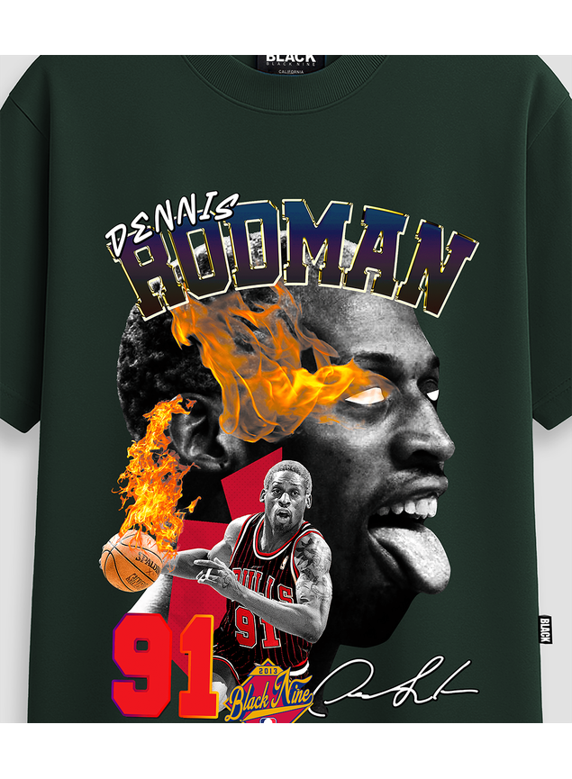 Camiseta Premium Dennis Rodman 91 - Verde Mar