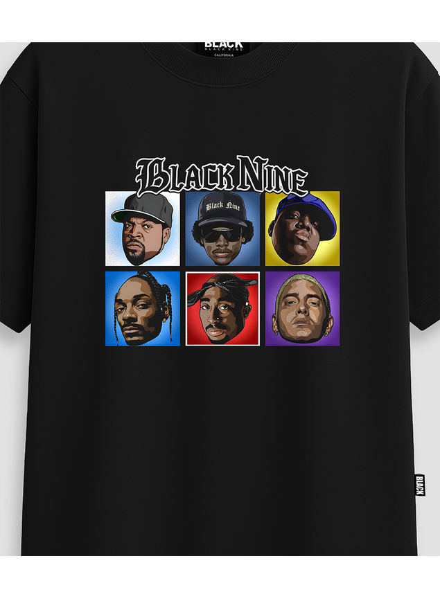 Camiseta Black Nine Rap Legends - Preta