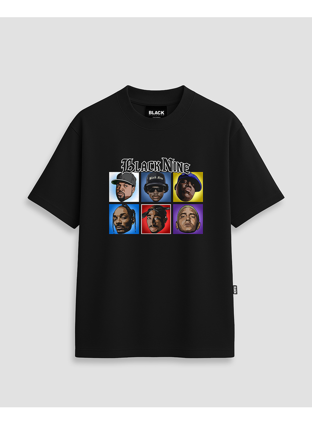 洋楽 G RAP!!WOOD STREET PLAYAZ/TURNING-N..... Camiseta Black Nine Rap Legends - Preta