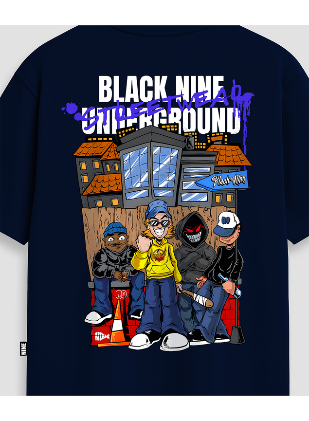 Camiseta Black Nine Streetwear Underground - Azul Marinho