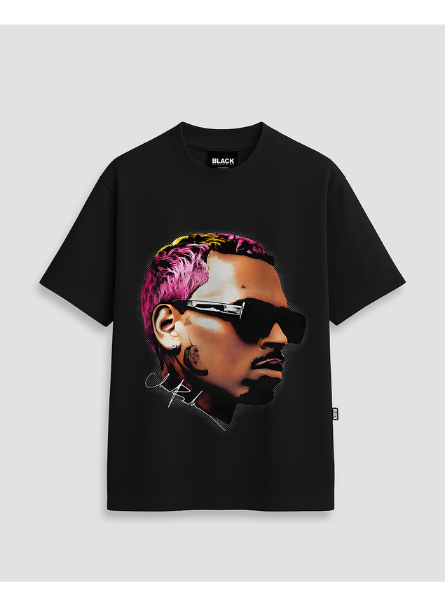 Camiseta Streetwear Chris Brown Face - Preta