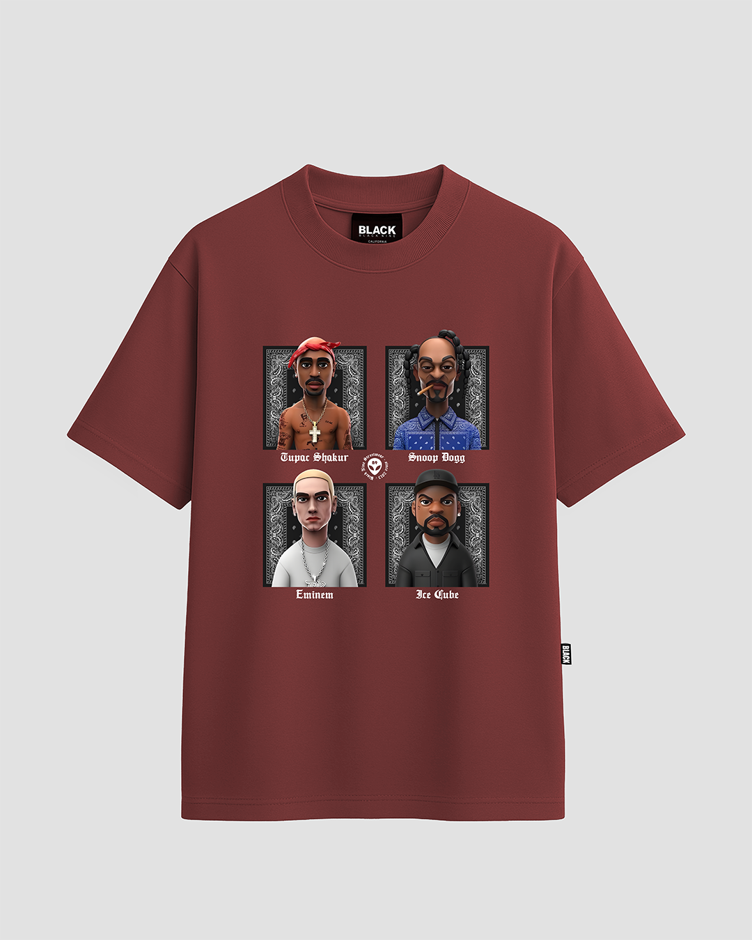 Camiseta Lendas 4 Tupac Snoop Dogg Eminem Ice Cube - Terracota