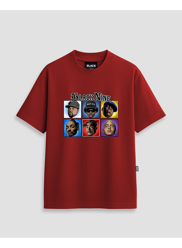 Camiseta Black Nine Rap Legends - Vermelha