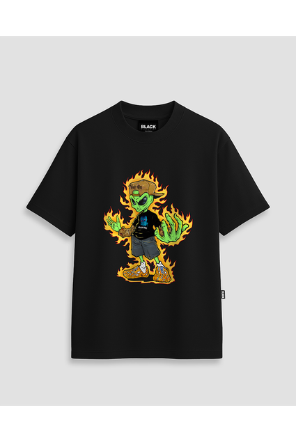 Camiseta Oversized Streetwear Chrome Statue B9 - Preta